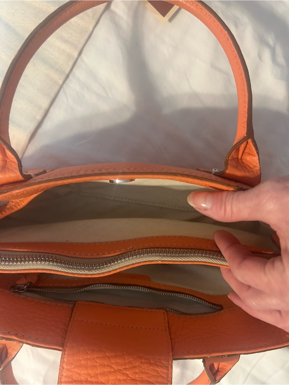 Michael Kors Orange Pebbled Leather Satchel - Picture 5 of 6